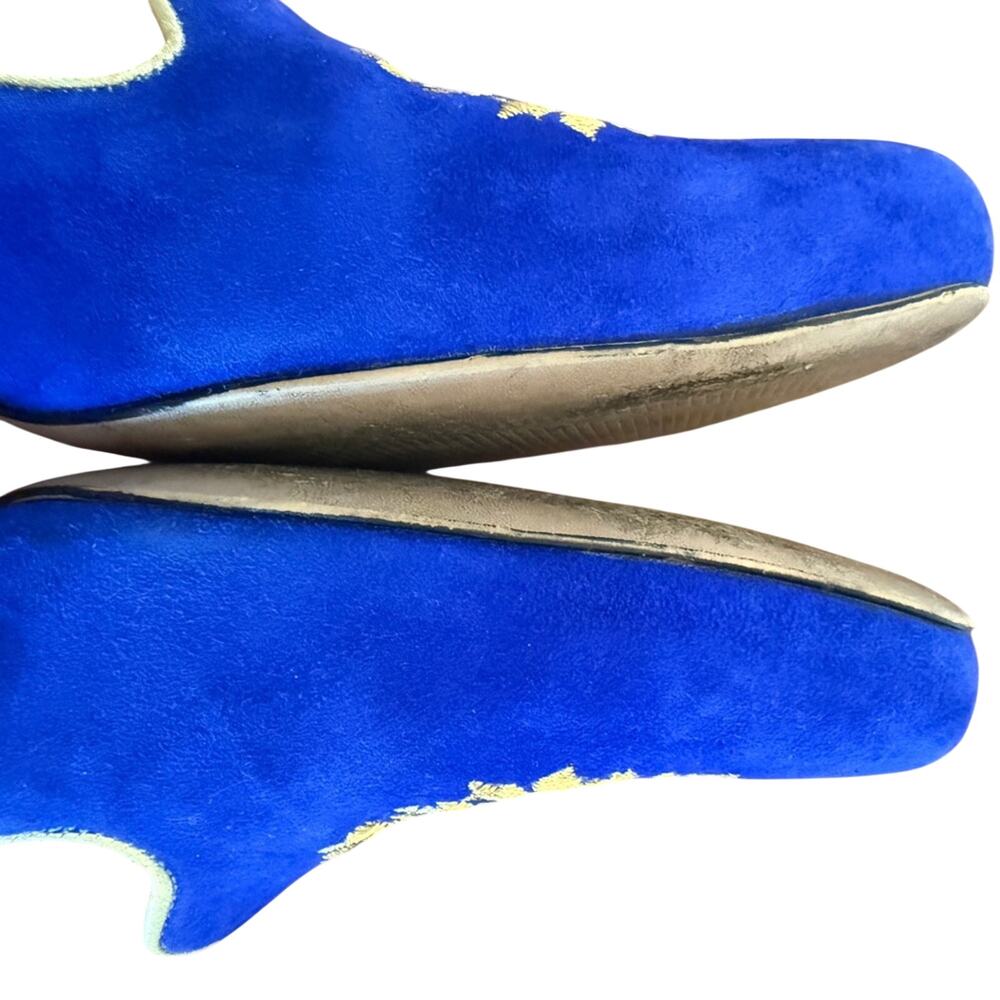 Vesba Cobalt Blue Suede Embroidered Loafers Low Heel EU 41 US 9.5 - Picture 14 of 16
